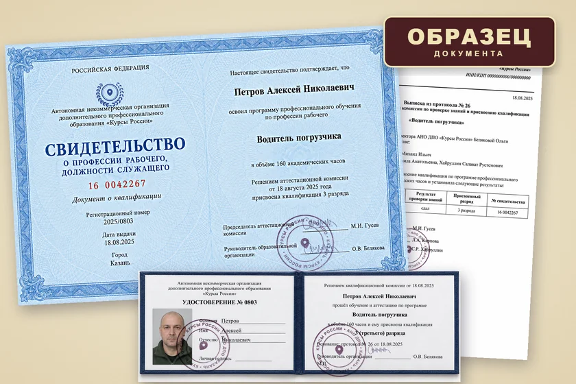 Образец свидетельства о профессии
